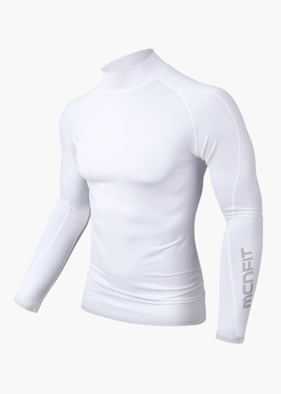 mcnfishing[MTL-COLD GEAR-WHITE] 화이트 슬림핏 UV 터틀넥 긴팔 기능성 스포츠 티셔츠